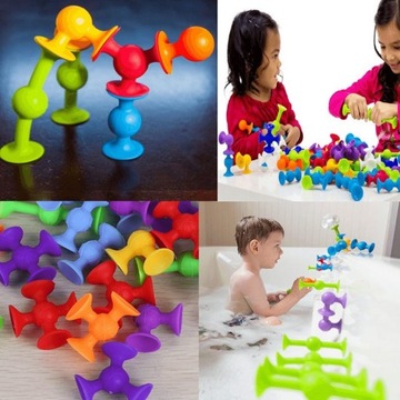 ЦВЕТНЫЕ ПРИСОСКИ Дизайн Мягкий силикон, 46 элементов