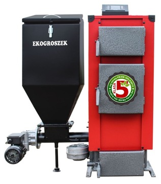 KOCIOŁ Z PODAJNIKIEM PIEC 10 kW. NA EKOGROSZEK ECO