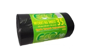 Worki na śmieci Eco 35L wytrzymałe czarne 50szt