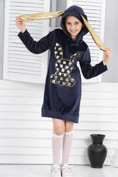 Велюровое платье-туника для девочки с ушками 134