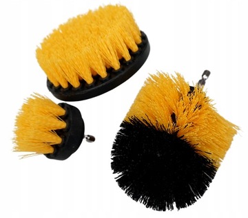 3szt SZCZOTKA SZCZOTKI NYLONOWE NA WIERTARKĘ DO CZYSZCZENIA FELG DYWANIKÓW