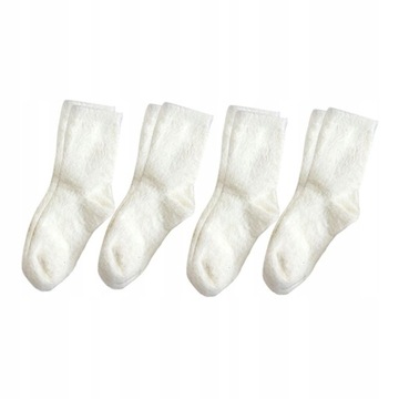 4 пары женских носков Теплые, толстые, модные осенне-зимние плюшевые носки, белые