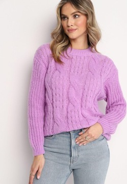 Born2Be Fioletowy Sweter damski M Zima