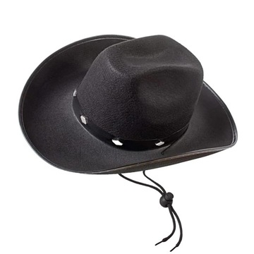 Kapelusz kowbojski w stylu zachodnim ze smyczą, cylinder jazzowy, damski kapelusz przeciwsłoneczny czarny