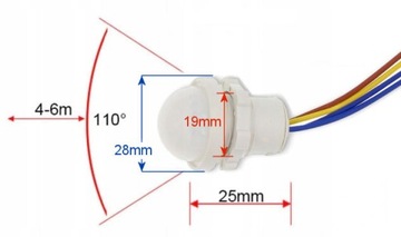 Датчик движения Датчик PIR-зонд 230 В 20 мм светодиод