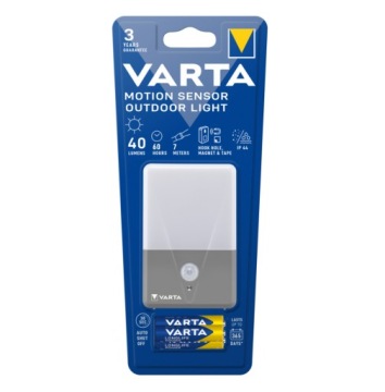 LAMPKA ZEWNĘTRZNA LED Z CZUJNIKIEM RUCHU NA TARAS BALKON VARTA + BATERIE