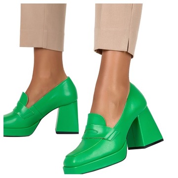 MOKASYNY NA OBCASIE KLOCKU PÓŁBUTY SKÓRZANE r 37