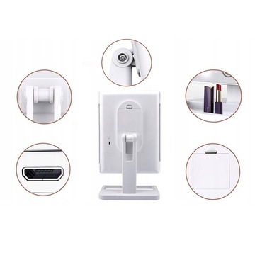 Зеркало для макияжа со светодиодной подсветкой, трехстороннее, складное, 74LED, белое