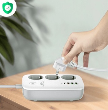 Удлинительный кабель SMART WiFi Tuya Power Strip 3 AC 4 USB 2 м Spacetronik