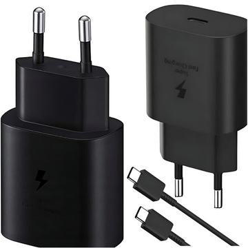 Szybka Ładowarka Sieciowa Telefonu dla Samsunga 25W + Kabel USB-C 1M Czarna