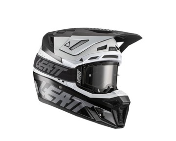 KASK MOTO 8.5 V22 (+ GOGLE VELOCITY 5.5) BLACK/WHITE KOLOR CZARNY/BIAŁY