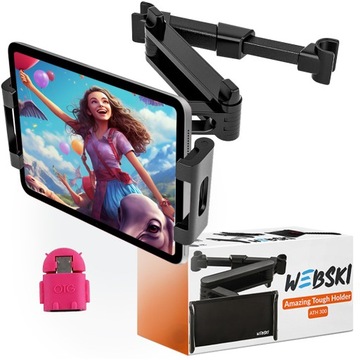 STABILNY Uchwyt samochodowy na TELEFON TABLET na zagłówek do samochodu 360°
