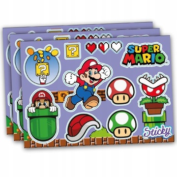 Naklejki wodoodporne MARIO NA ROWER MIX 11 sztuk