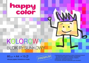 Blok rysunkowy kolorowy A4, 80g, HA 3708 2030-09 HAPPY COLOR