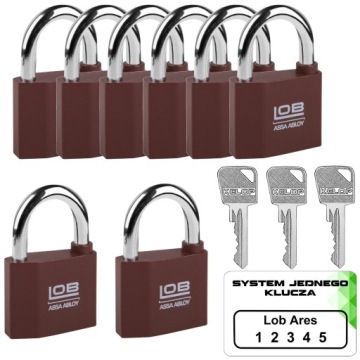 8x kłódka KZ50 Lob Ares system jednego klucza