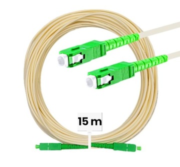KABEL ŚWIATŁOWÓD PATCHCORD ŚWIATŁOWODOWY JEDNOMODOWY SM SC/APC 15m SIMPLEX