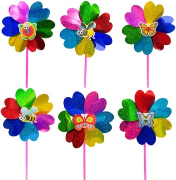 WIATRAK WIATRACZEK KWIAT dzieci HOLO KOLOROWY ZABAWKA 1szt