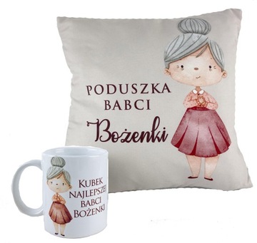 PREZENT DLA BABCI I DZIADKA PODUSZKA I KUBEK + IMIĘ