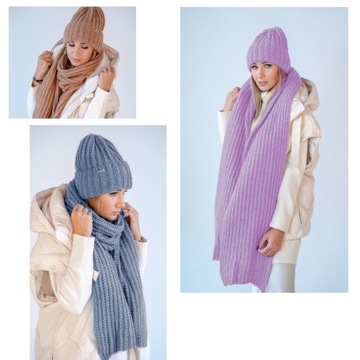 ТЕПЛЫЙ КОМПЛЕКТ ШАПКА + ШАРФ ШАРФ ПОЛЬСКИЕ ЦВЕТА