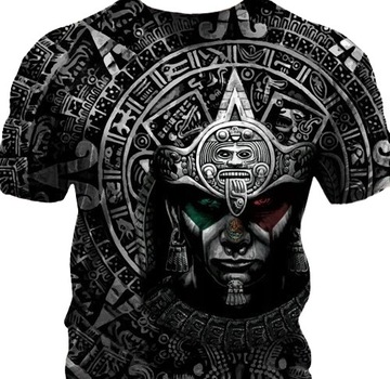 T-SHIRT MĘSKI CZARNY MEKSYKAŃSKI WZÓ 3D ROZMIAR L