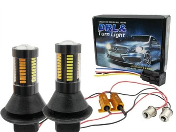 Światła LED dzienne + Kierunkowskazy P21W 2w1 4014 smd