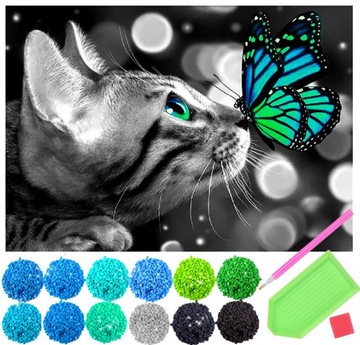 Haft Diamentowy Diamond Painting Mozaika KOT 5D