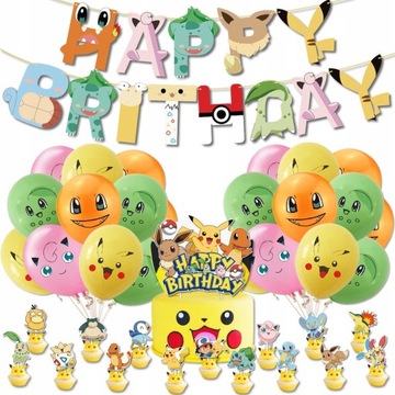 PREZENT URODZINOWY PIKACHU POKEMON DEKORACJE URODZINOWE BALONY ZESTAW
