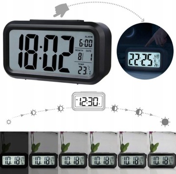 БУДИЛЬНИК С ПОДСВЕТКОЙ, ЖК-ЧАСЫ, ТЕРМОМЕТР, БУДИЛЬНИК, СВЕТОДИОДНАЯ ПОДСВЕТКА, ПОДСВЕТКА