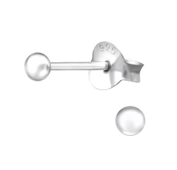 Kolczyk srebrny 925 SZTUKA kulka pełna 2,5 mm