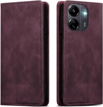 ЧЕХОЛ ИЗ МАГНИТНОЙ КОЖИ ОВЕЦЫ ДЛЯ XIAOMI REDMI 13c + СТЕКЛО