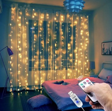 Kurtyna świetlna led 300 biały ciepły 3x3m