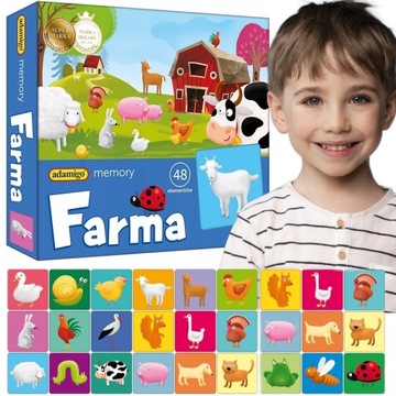 GRA EDUKACYJNA MEMORY MEMORKI FARMA ZWIERZĘTA WIEŚ 48 EL. ADAMIGO