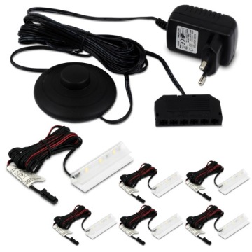 НАБОР ИЗ 6 СВЕТОДИОДНЫХ ЗАЖИМОВ ДЛЯ ПОДСВЕТКИ СТЕКЛЯННОЙ ПОЛКИ