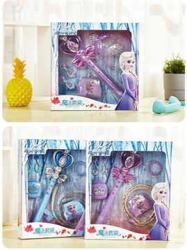 FROZEN Elsa Anna Zestaw dla księżniczki grająca świecąca różdżka w pudełku