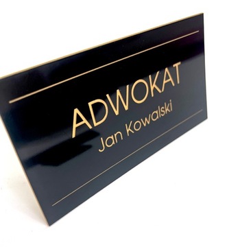 Tabliczka na drzwi - złoty grawer - PREMIUM! Elegancka wizytówka na drzwi!