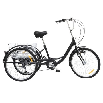 ROWER 3 KOŁOWY DLA DOROSŁYCH 24' 6 BIEG Z ŚWIATŁA