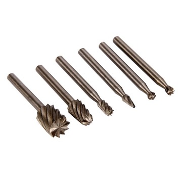 Frezy 6 szt trzpień fi 3 mm do drewna HSS do miniszlifierki