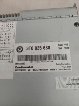 SKODA SUPERB II РАДИОНАВИГАЦИОННАЯ 3T0035680