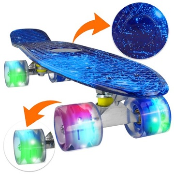 СКЕЙТБОРД FISK BOARD СВЕТЯЩИЕСЯ КОЛЕСА LED RGB 56 СМ Подарок Ребенку