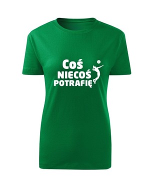 Koszulka T-shirt damska D592 COŚ NIECOŚ POTRAFIĘ SIATKA zielona rozm XL