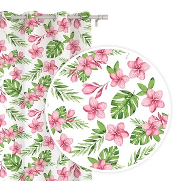 ZASŁONA MONSTERA 140x170 LIŚCIE KÓŁKA PRZELOTKI