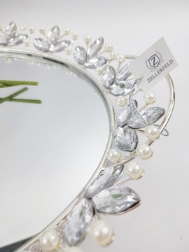 Dekoracyjna Taca owalna lustrzana perły GLAMOUR