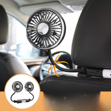 WENTYLATOR SAMOCHODOWY USB PRZENOŚNY SKUTECZNE CHŁODZENIE W PODRÓŻY