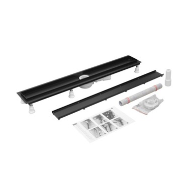 ЛИНЕЙНЫЙ СТОП Schedpol Base-Low Black 70 см с решеткой и черной матовой плиткой