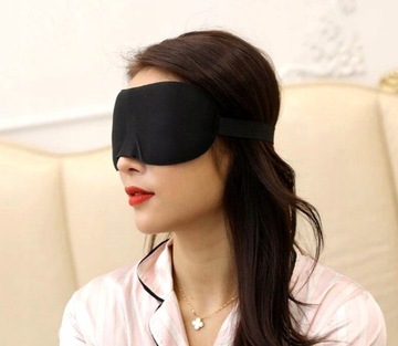 Opaska maska do spania 3D na oczy miękka czarna