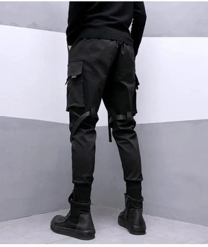 HOUZHOU Techwear Black Cargo Pants for Men Cargo T