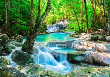 Fototapeta 3D wodospad rzeka las 368x254 F00444