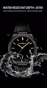 Casualowy modny wodoodporny zegarek z paskiem ze skóry bydlęcej C5