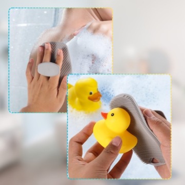 Силиконовая мочалка для тела с массажной ручкой