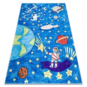 Dywan dziecięcy antypoślizgowy kosmos 80x150